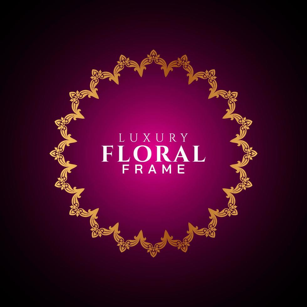 Luxury elegant circle floral frame golden round decorative corners vector