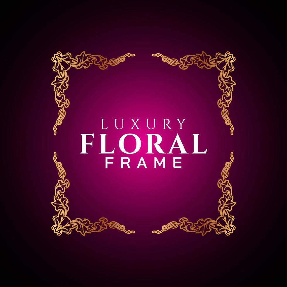 Luxury elegant circle floral frame golden round decorative corners vector