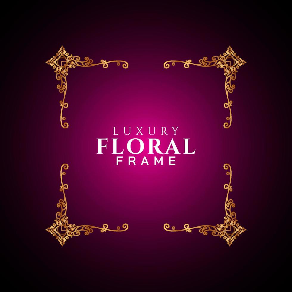 Luxury elegant circle floral frame golden round decorative corners vector