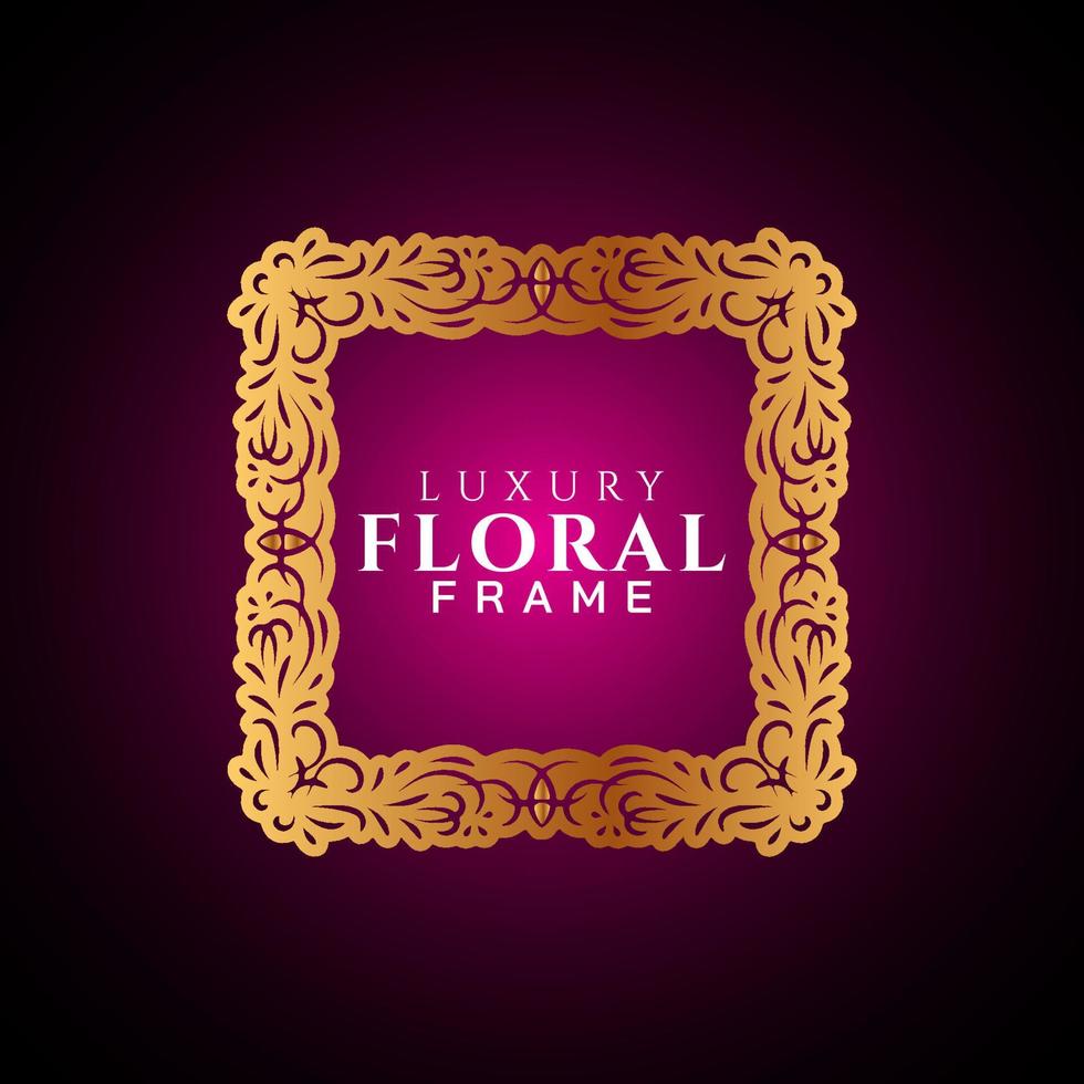 Luxury elegant circle floral frame golden round decorative corners vector