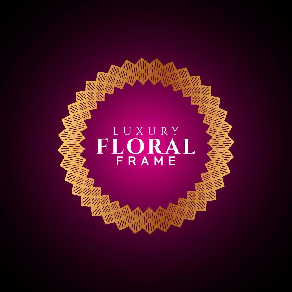 Luxury elegant circle floral frame golden round decorative corners vector