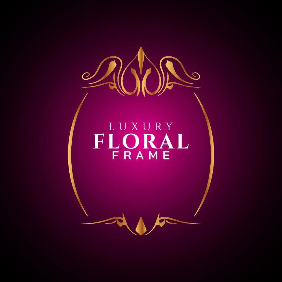 Luxury elegant circle floral frame golden round decorative corners vector