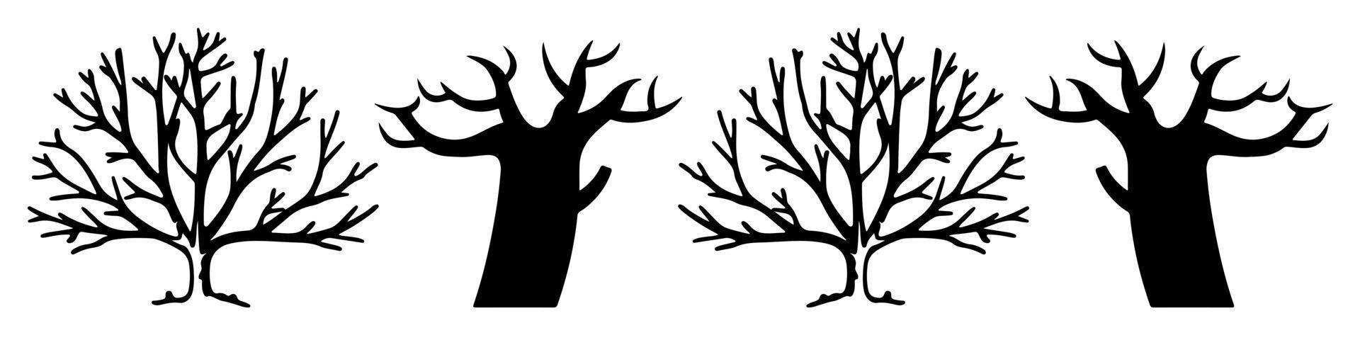 Bare tree Silhouette art vector design plant bare shape for websites, printing and others.