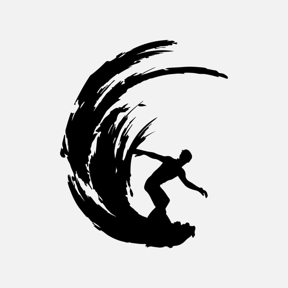 Surfers Silhouette Vector white background illustration graphics
