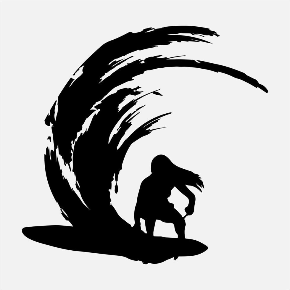 Surfers Silhouette Vector white background illustration graphics