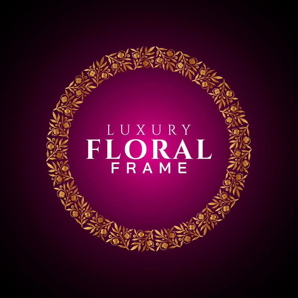Luxury elegant circle floral frame golden round decorative corners vector