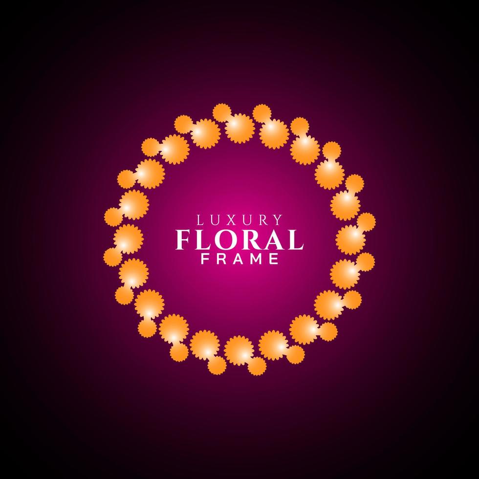 Luxury elegant circle floral frame golden round decorative corners vector