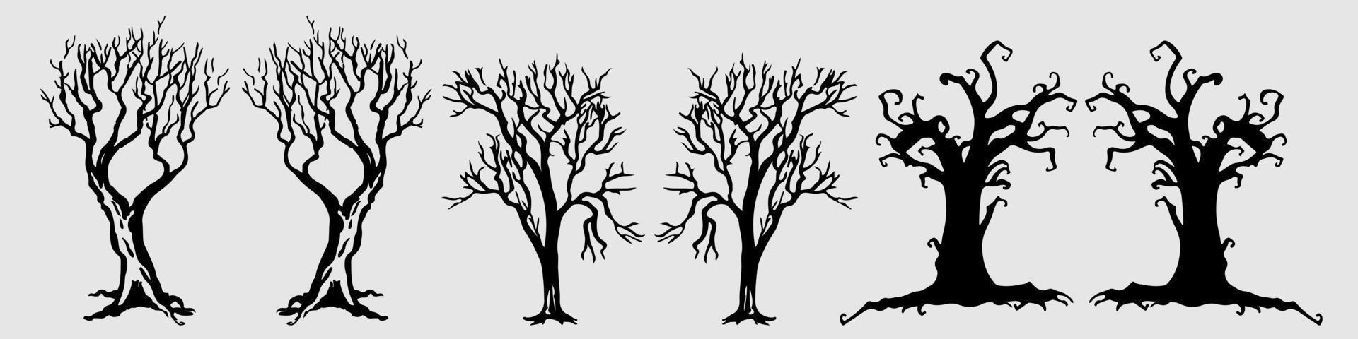 árbol desnudo silueta arte vector diseño planta forma desnuda para sitios web, impresión y otros.