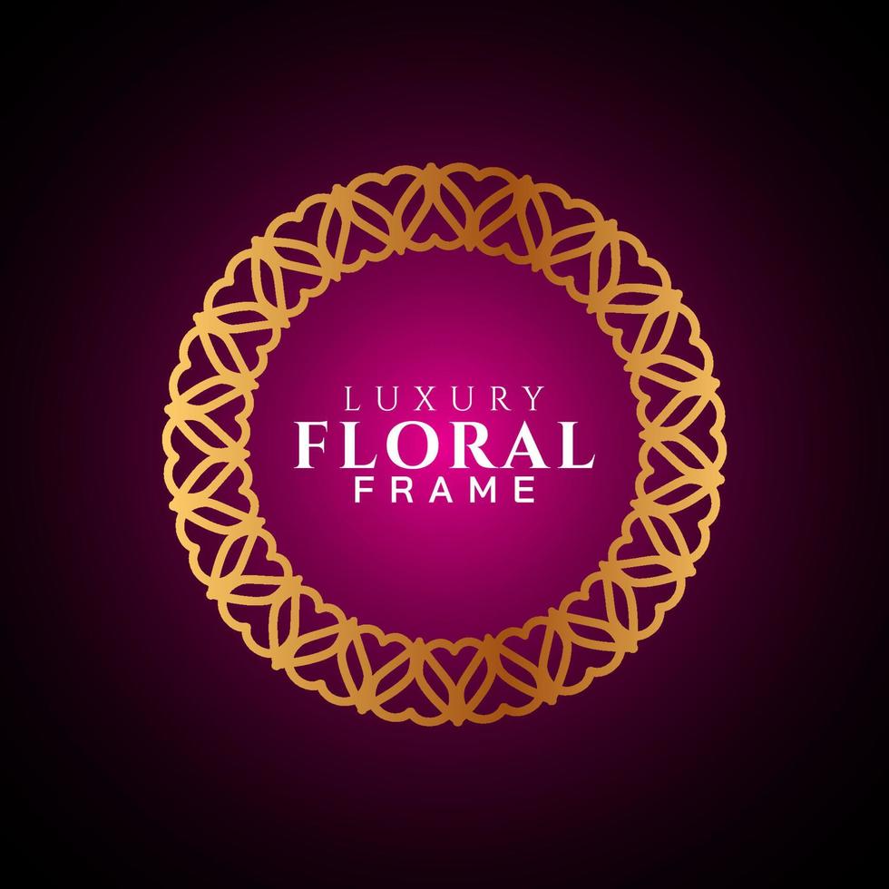 Luxury elegant circle floral frame golden round decorative corners vector