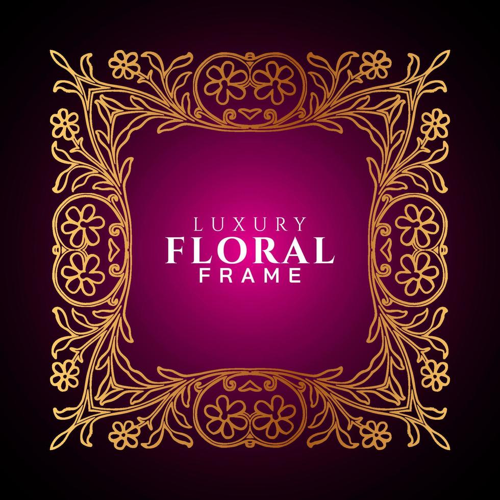 Luxury elegant circle floral frame golden round decorative corners vector