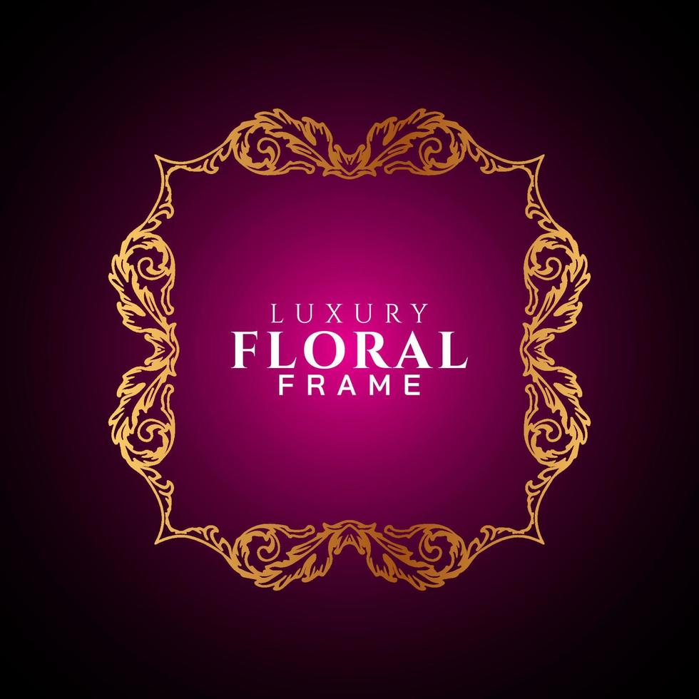 Luxury elegant circle floral frame golden round decorative corners vector
