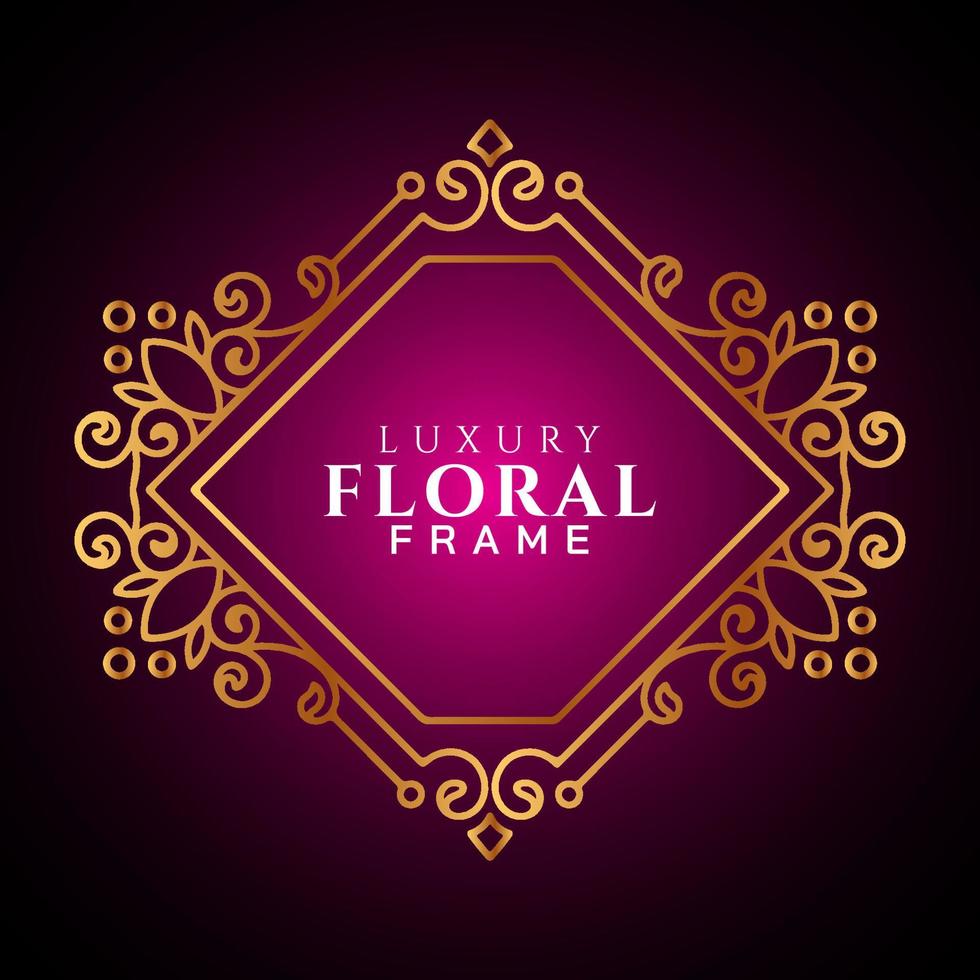 Luxury elegant circle floral frame golden round decorative corners vector