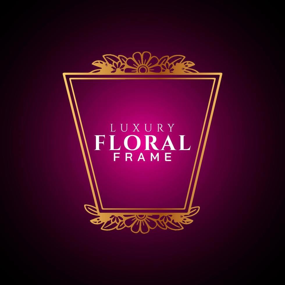 Luxury elegant circle floral frame golden round decorative corners vector