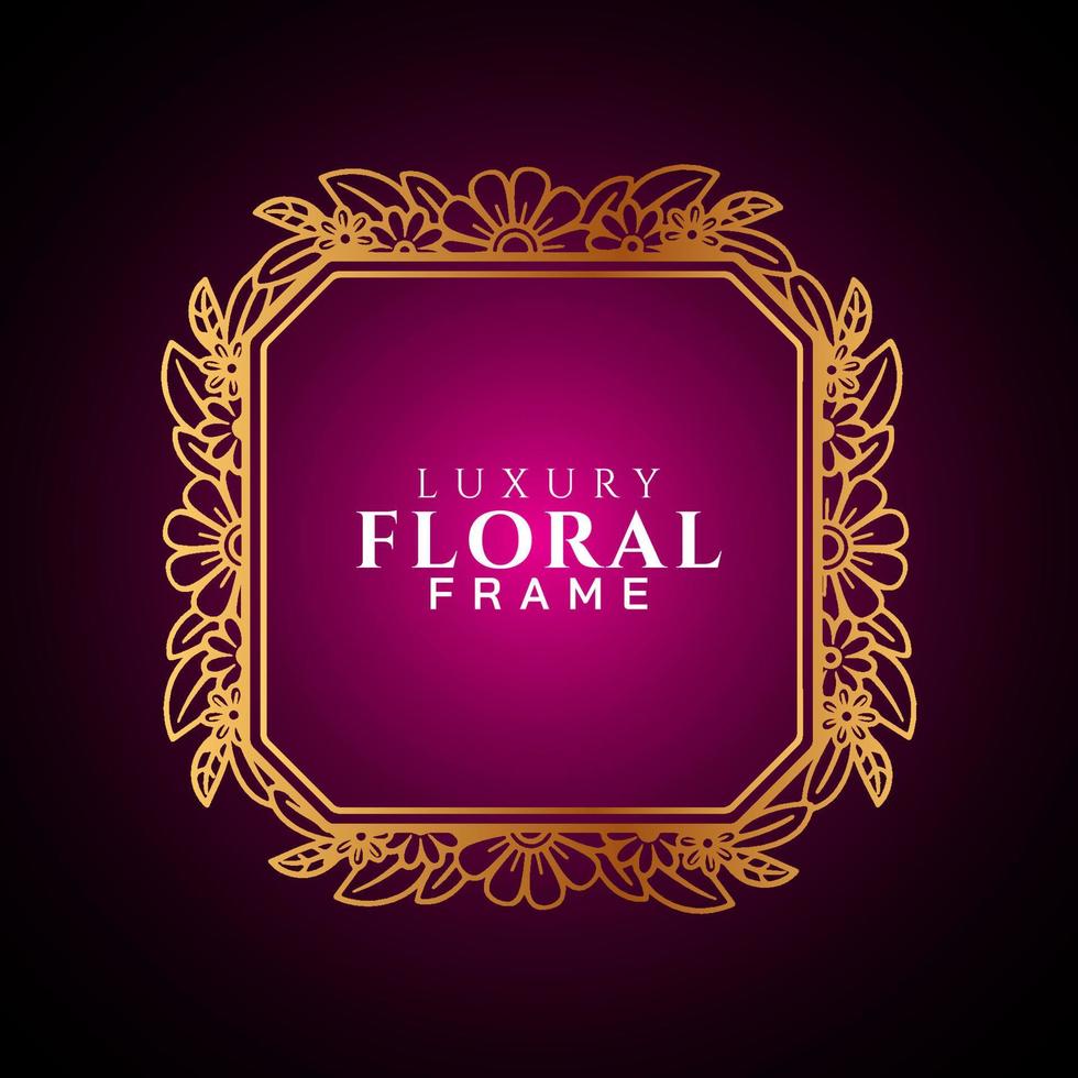 Luxury elegant circle floral frame golden round decorative corners vector