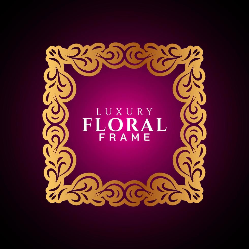 Luxury elegant circle floral frame golden round decorative corners vector