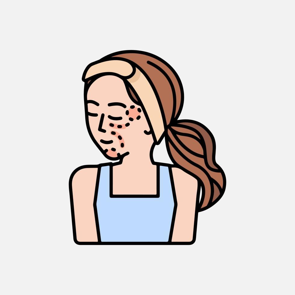 Acne allergies vector inflammation damage scar disease design