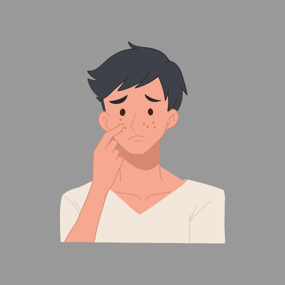 Acne allergies vector inflammation damage scar disease design