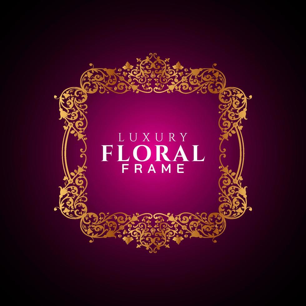 círculo elegante de lujo marco floral esquinas decorativas redondas doradas vector