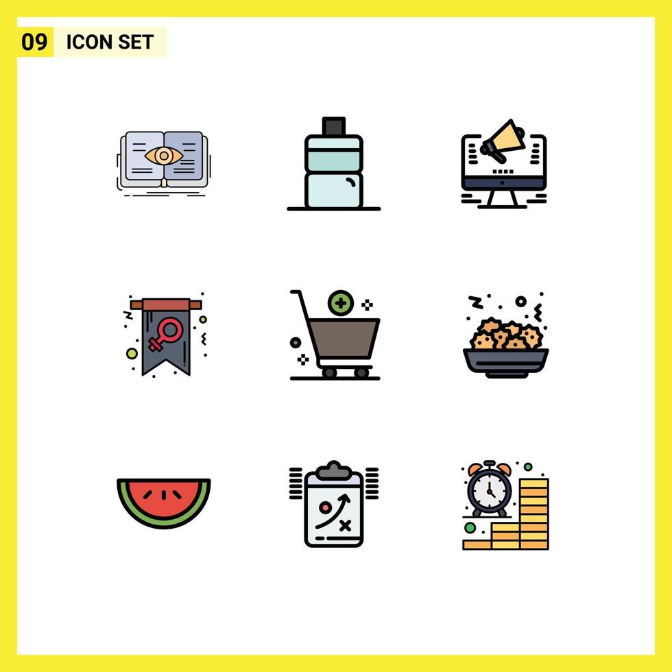 9 Thematic Vector Filledline Flat Colors and Editable Symbols of add invite website female card Editable Vector Design Elements