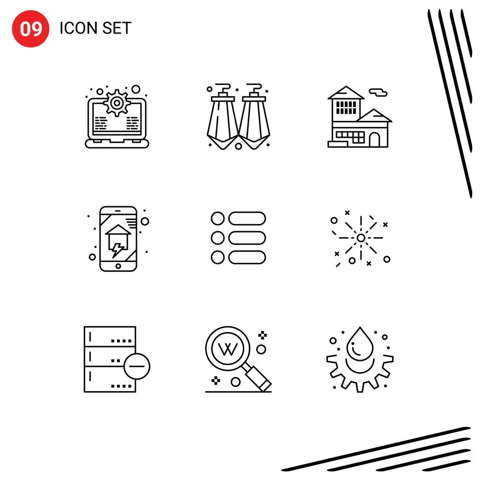 Set of 9 Modern UI Icons Symbols Signs for task smart house bank account home wifi home automation Editable Vector Design Elements