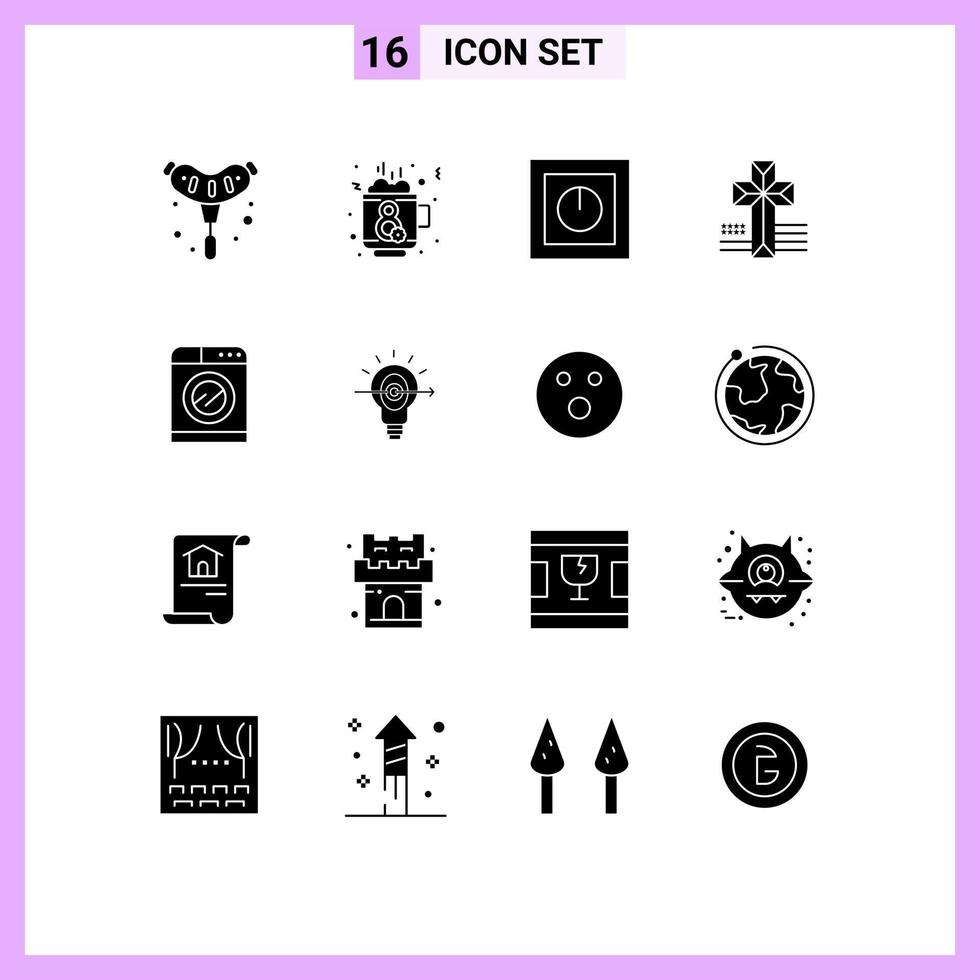 Stock Vector Icon Pack of 16 Line Signs and Symbols for technology church devices cross technology Editable Vector Design Elements