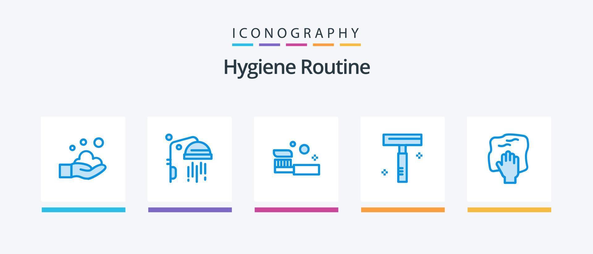 Hygiene Routine Blue 5 Icon Pack Including hand. salon. bathroom. razor. beauty. Creative Icons Design vector