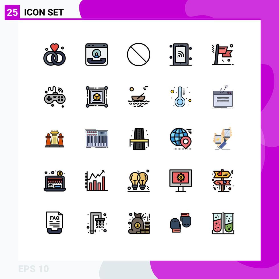 25 Filled line Flat Color concept for Websites Mobile and Apps business wifi help technology network Editable Vector Design Elements