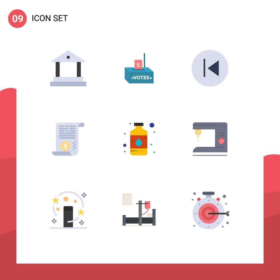 Flat Color Pack of 9 Universal Symbols of art dollar arrow attachment music Editable Vector Design Elements