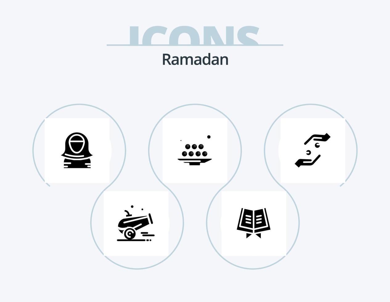 Ramadan Glyph Icon Pack 5 Icon Design. iftar . quran. islam. character vector