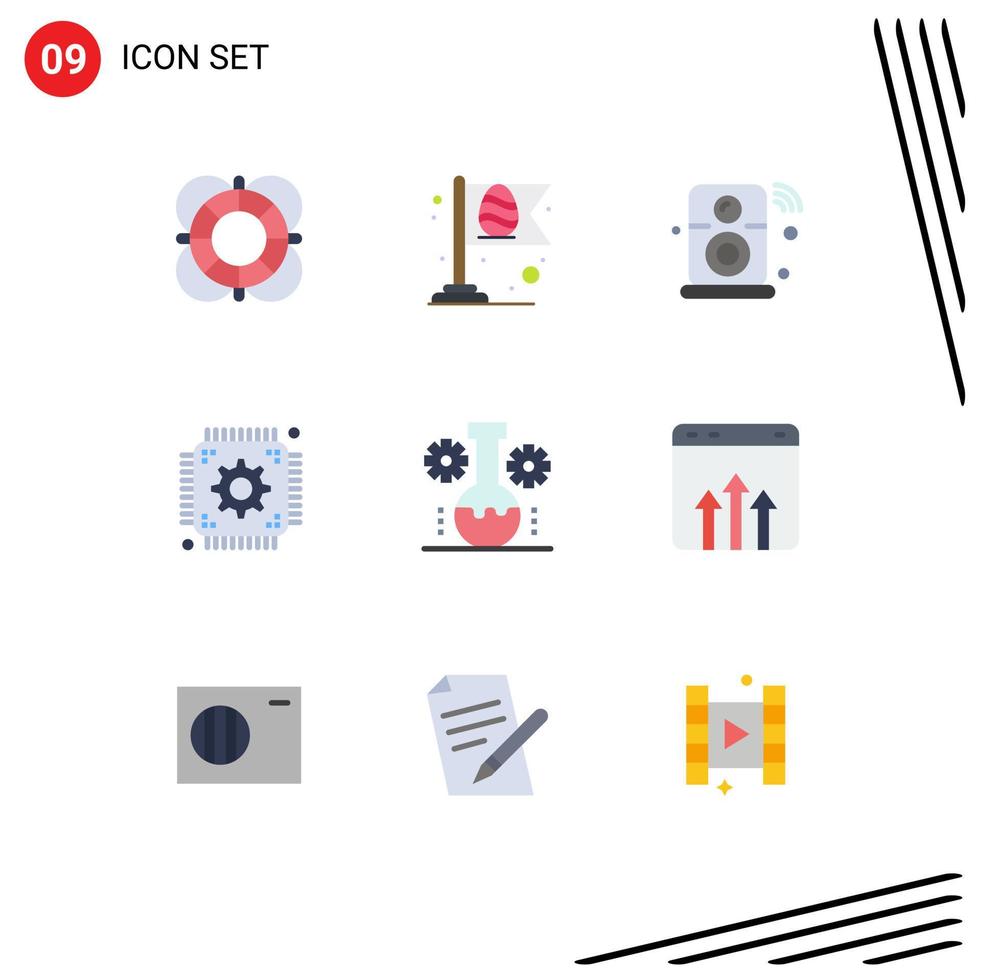 Stock Vector Icon Pack of 9 Line Signs and Symbols for web setting flag chip iot Editable Vector Design Elements