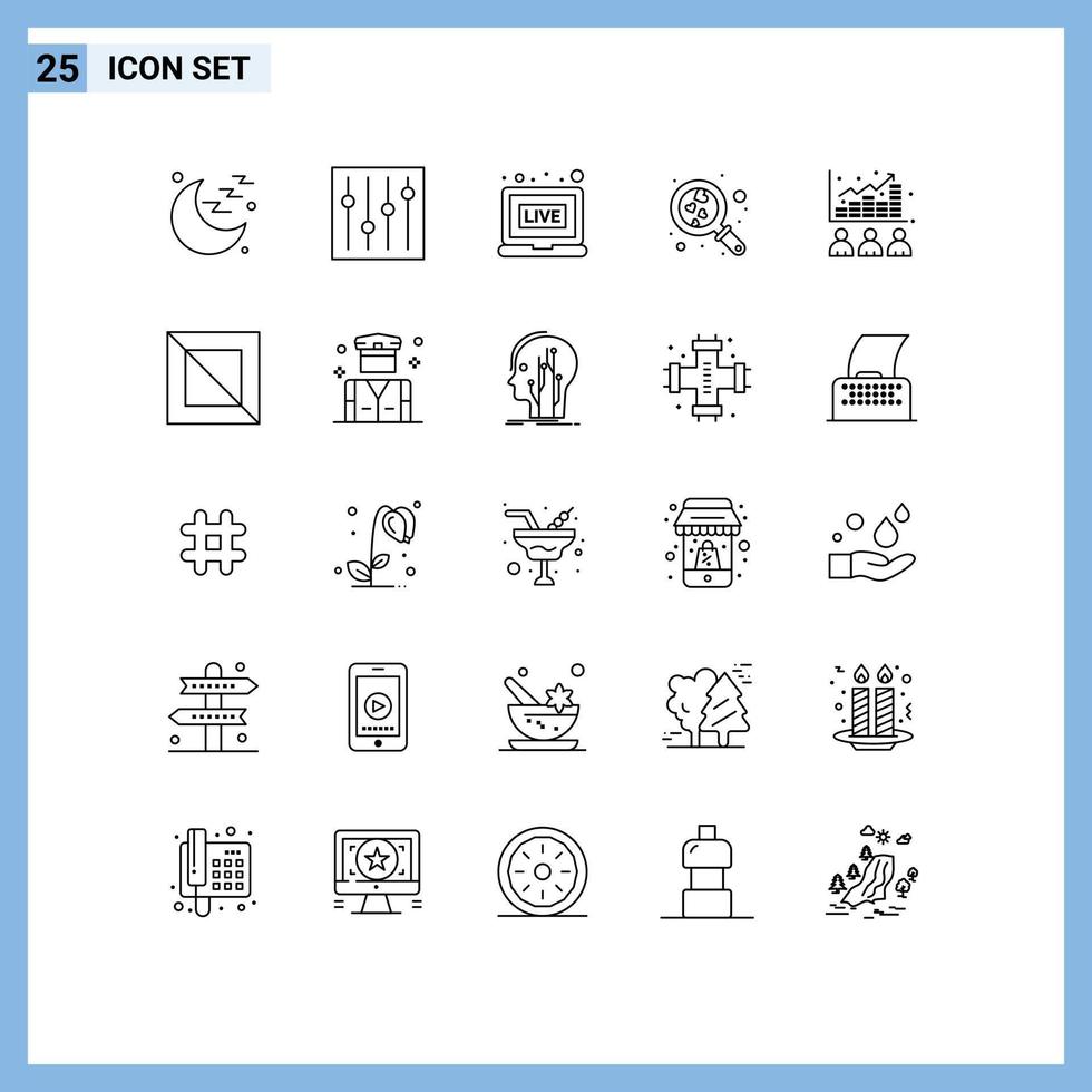 Set of 25 Modern UI Icons Symbols Signs for stock index news data wedding Editable Vector Design Elements