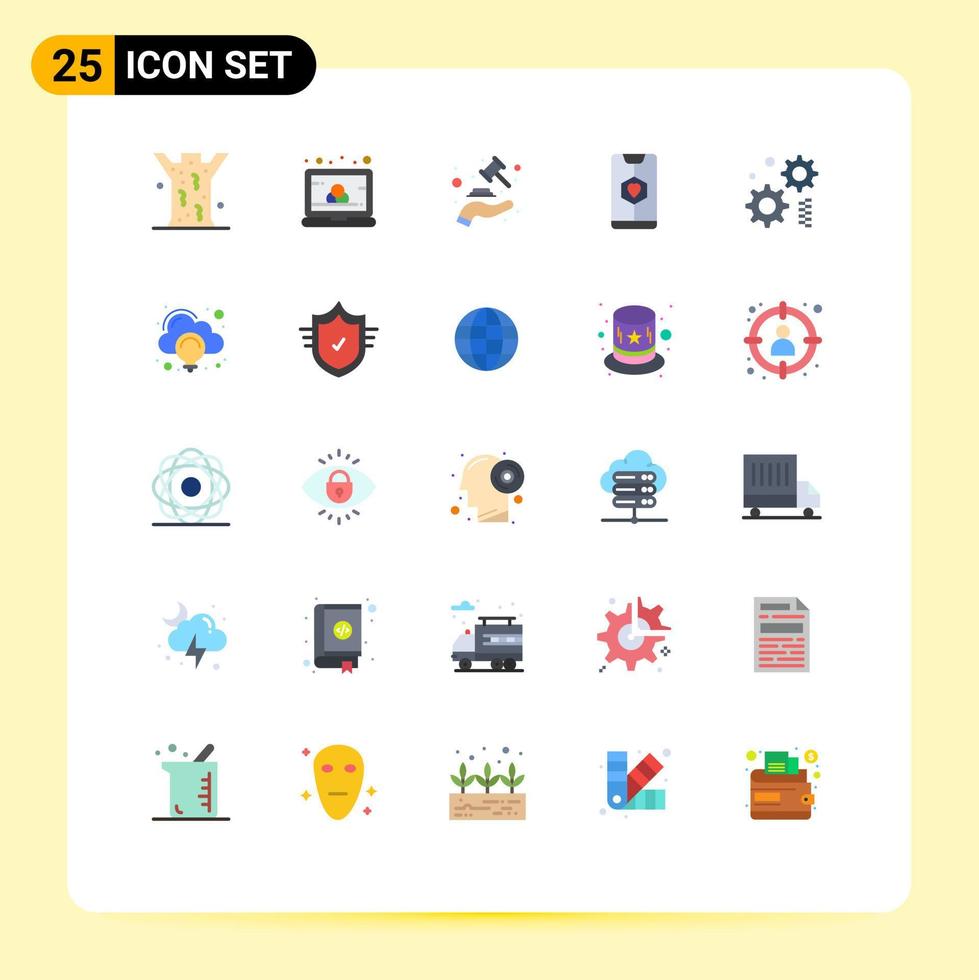 conjunto de 25 iconos modernos de la interfaz de usuario signos de símbolos para el abogado de la fecha de la corte del corazón de la boda elementos de diseño vectorial editables vector