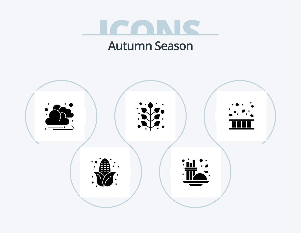 paquete de iconos de glifos de otoño 5 diseño de iconos. otoño. frontera. nube. zona. hoja vector