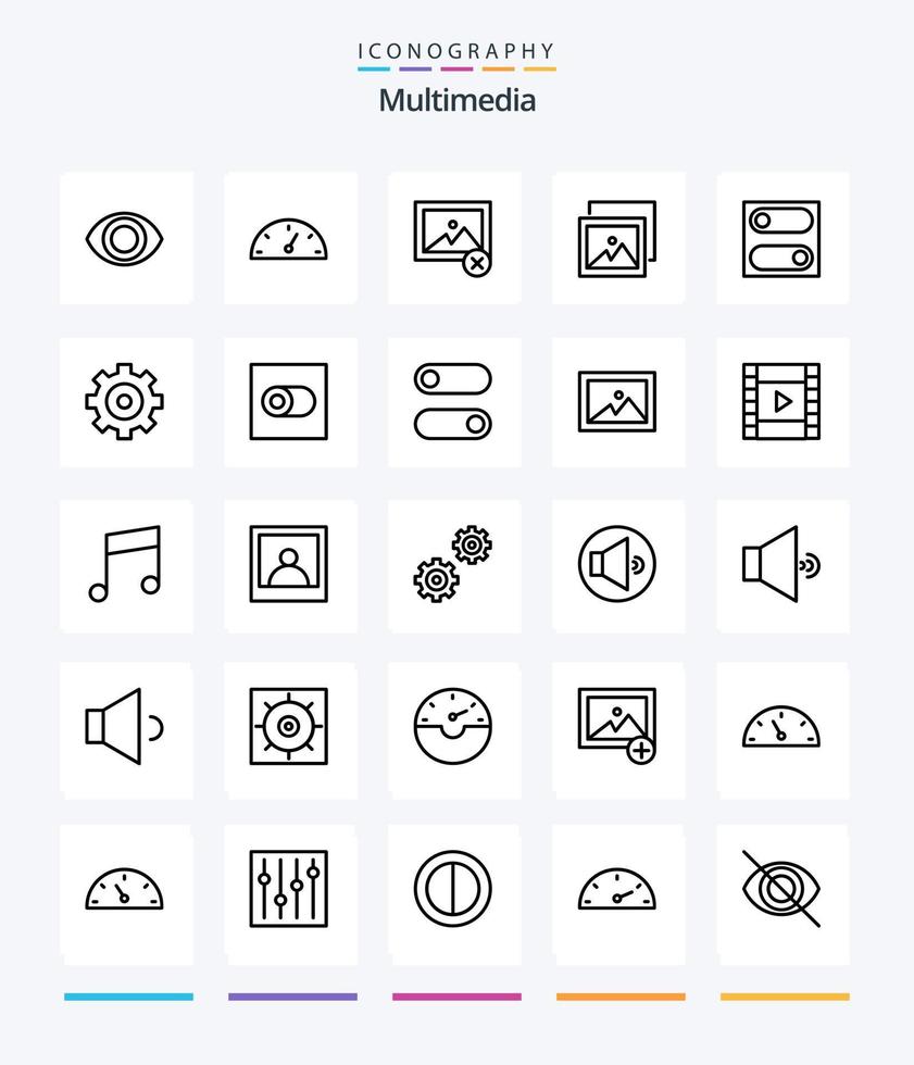 Creative Multimedia 25 OutLine icon pack  Such As control. gear. album. control. switch vector