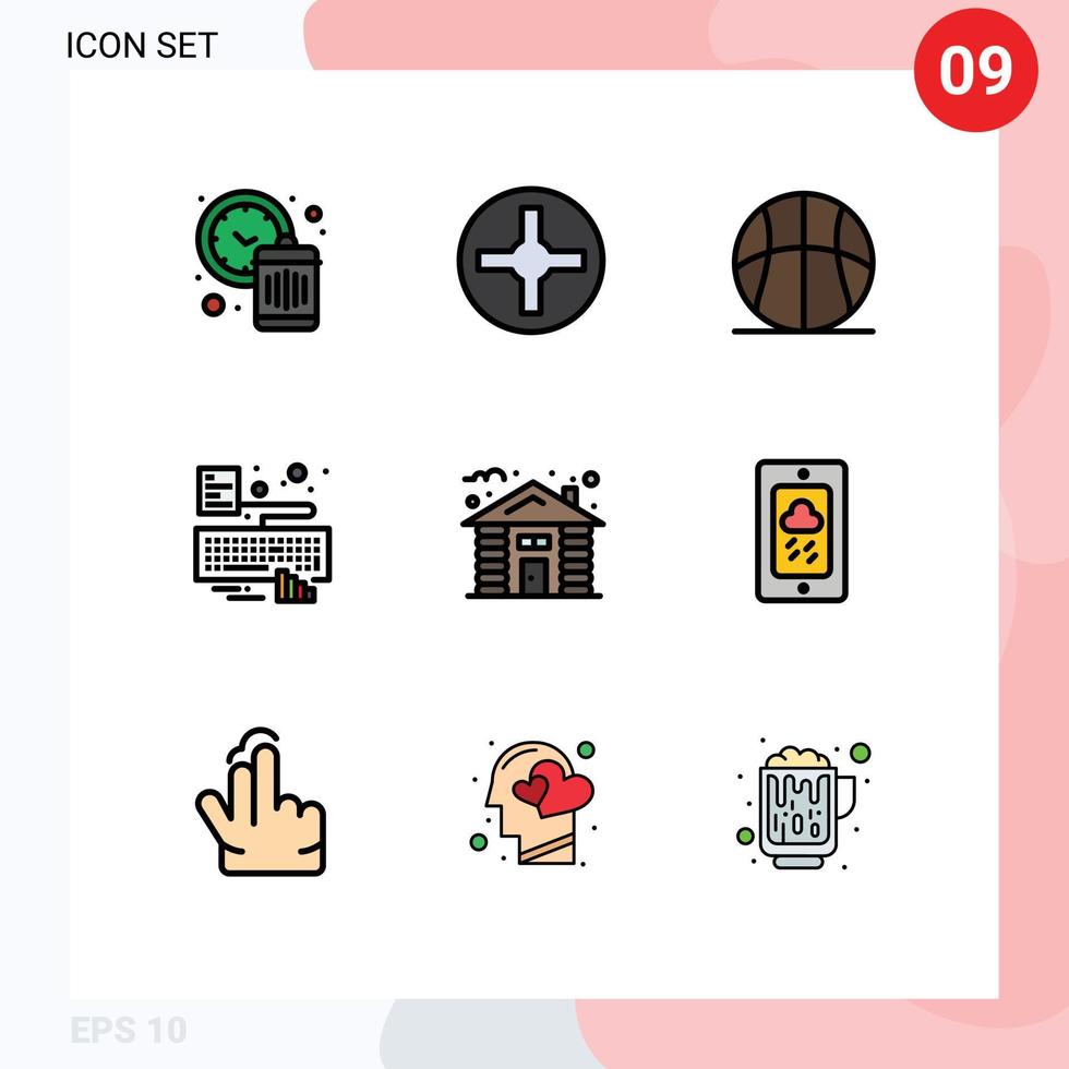 Set of 9 Modern UI Icons Symbols Signs for house attach athletics type hands Editable Vector Design Elements