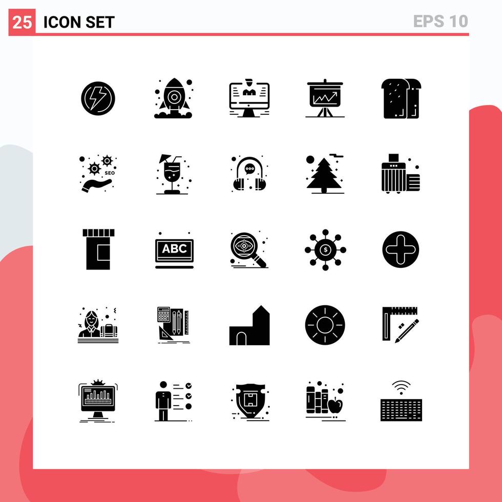 25 Solid Glyph concept for Websites Mobile and Apps presentation analytics user chart profile Editable Vector Design Elements