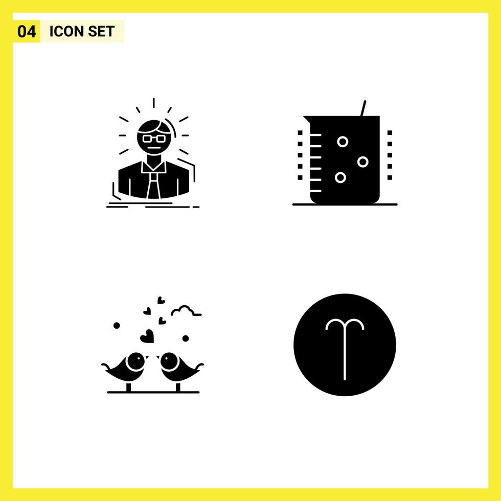 Pack of creative Solid Glyphs of manager laboratory person chemical hearts Editable Vector Design Elements