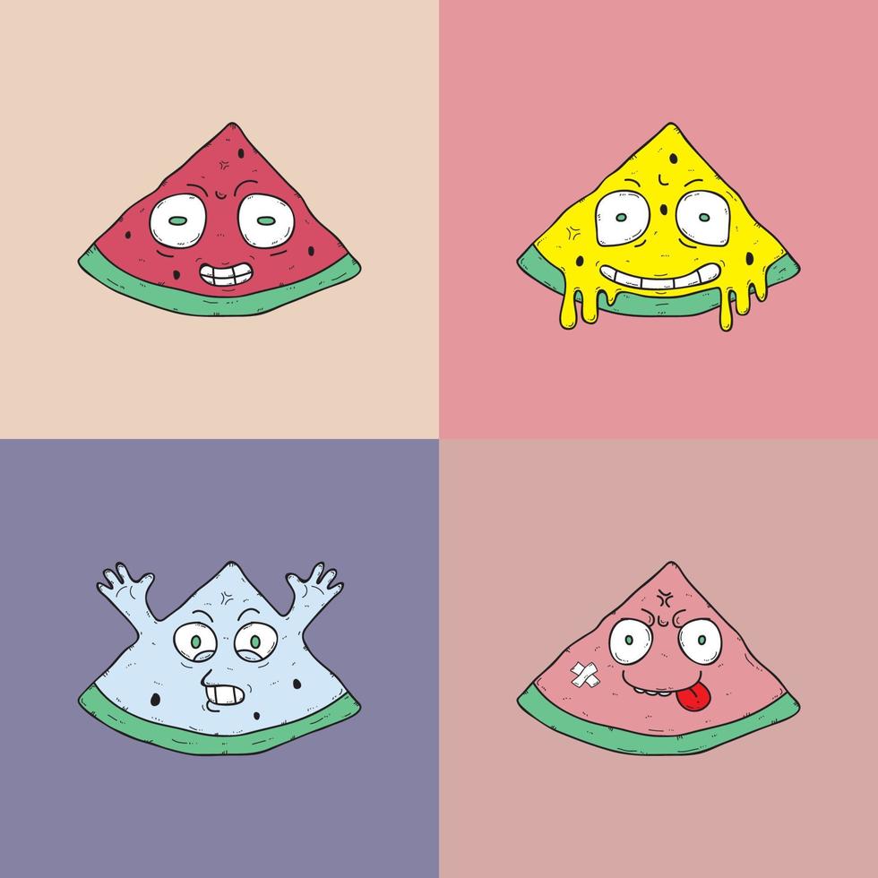 Cute monster watermelon, perfect for sticker design and t-shirt design vector