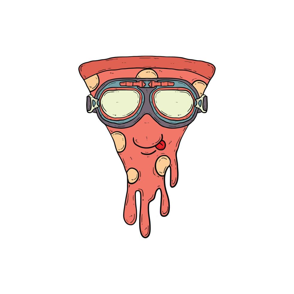 pizza con vasos vector