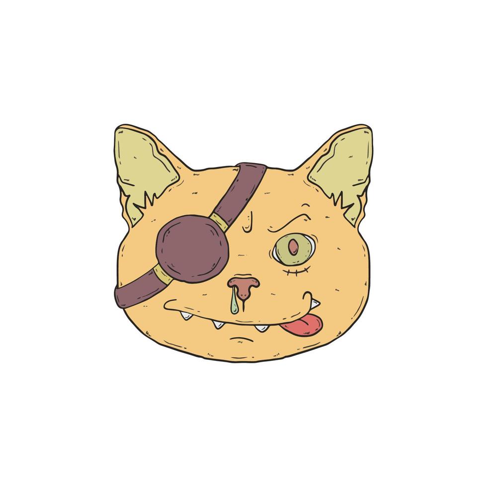 gato naranja con los ojos vendados vector