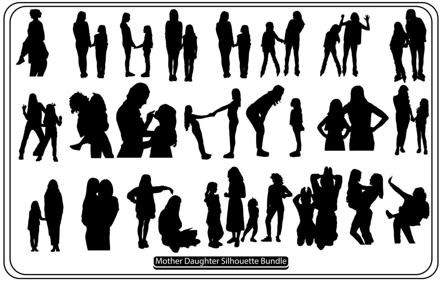 silhouette of mother and child, set, mom and baby vector