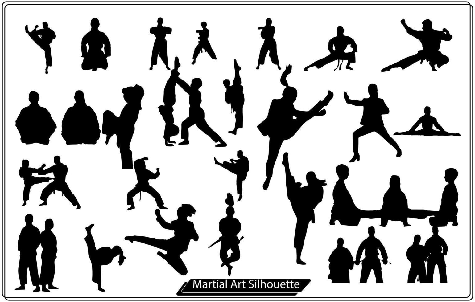 Martial poses Vactor , Karate art illustrator set vector