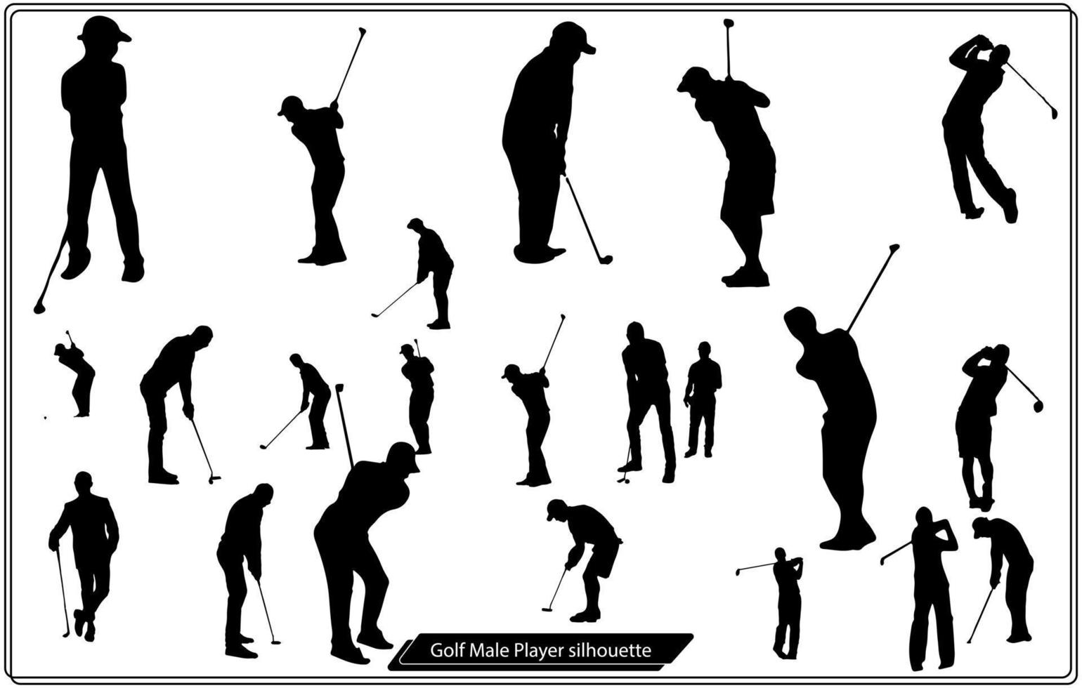 Golf men player icon, golfer abstract vector silhouette