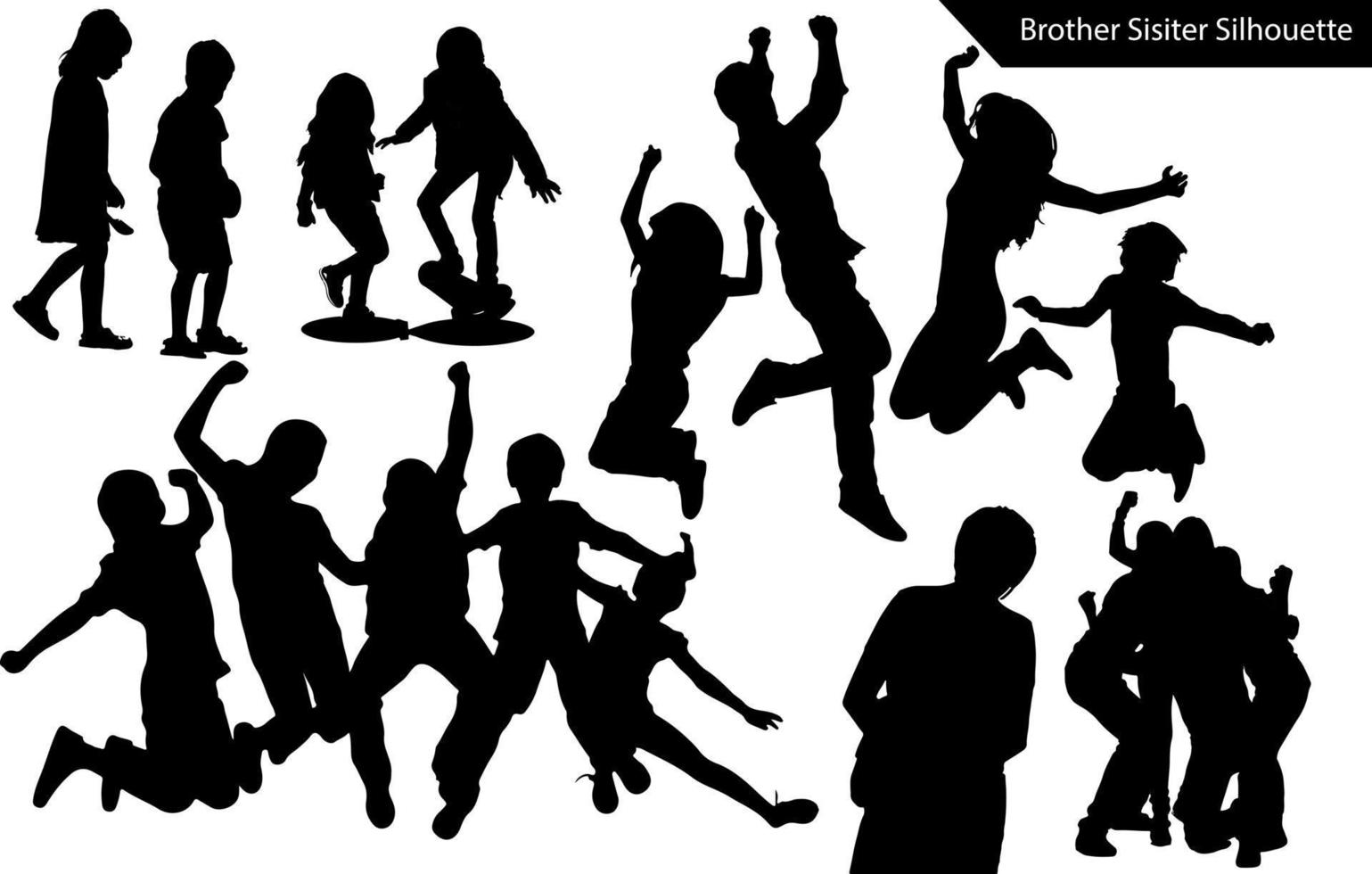 Brother and sister silhouette set vector