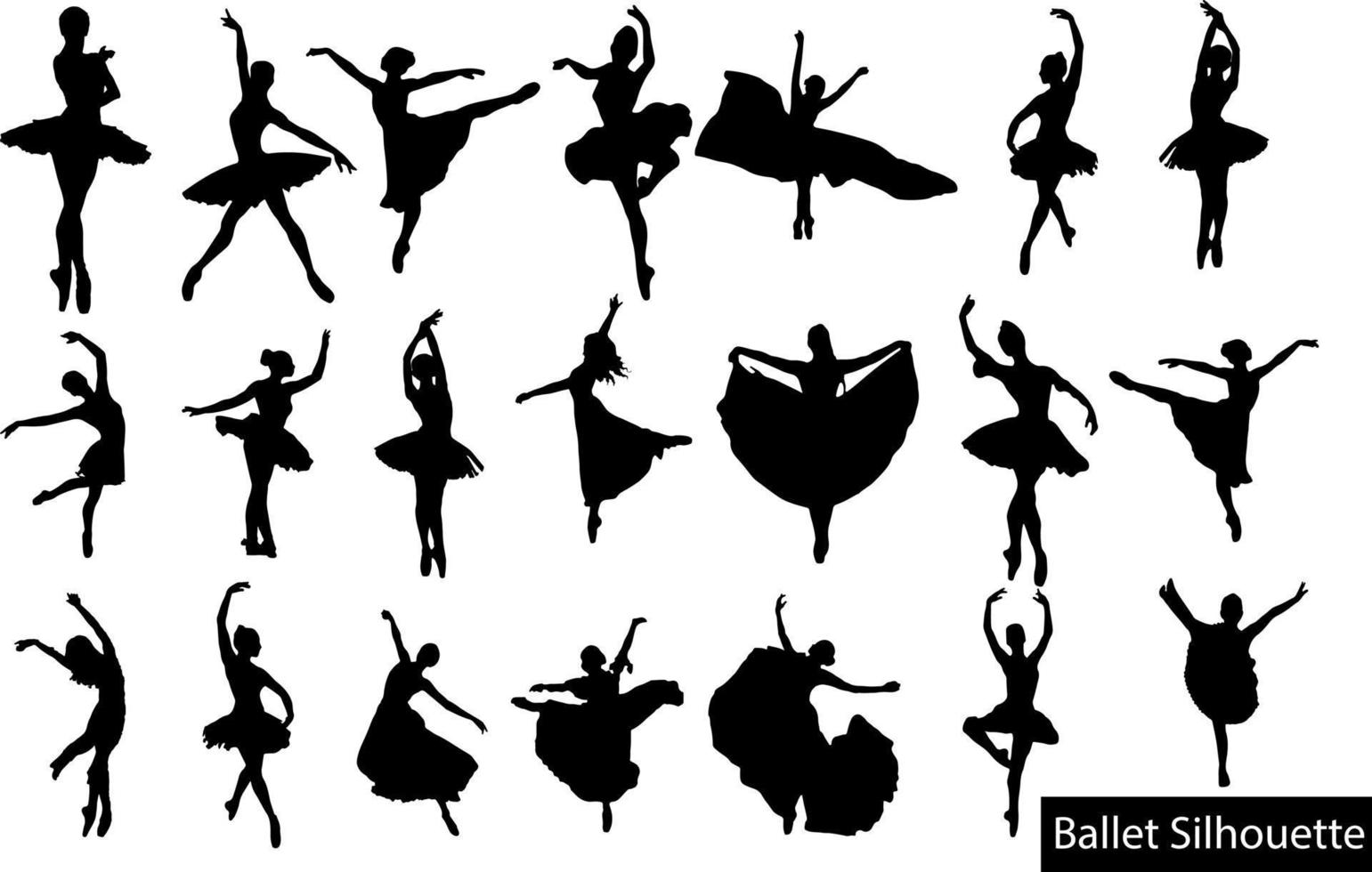 Black silhouettes of Bellet set on white background. vector