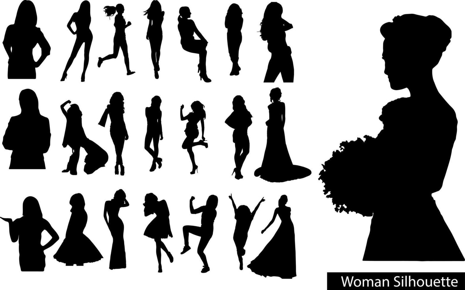Vector silhouette of a slim young woman standing,Slim sexy woman with long legs dressed in summer dresses