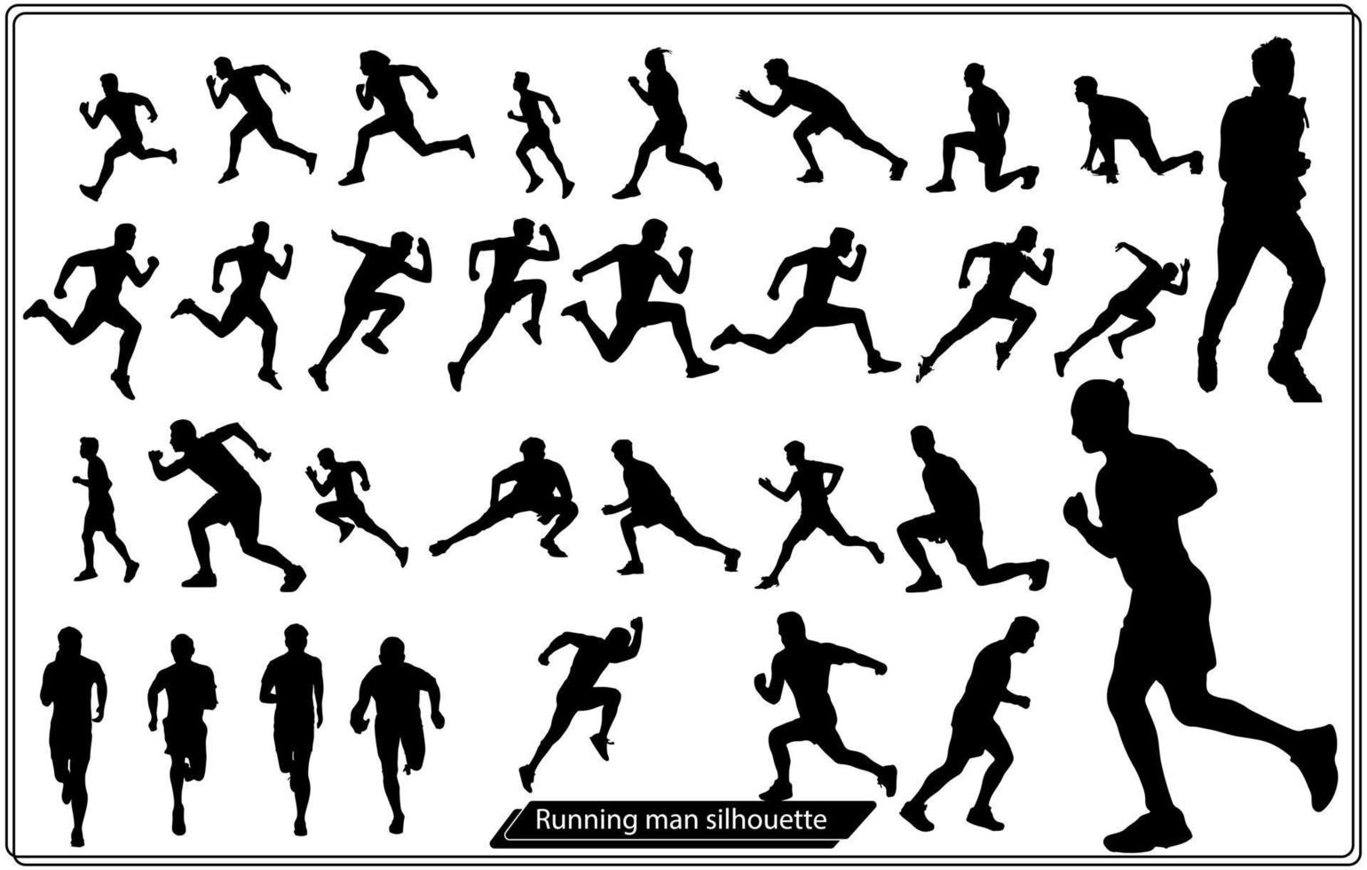 Running man black silhouettes vector