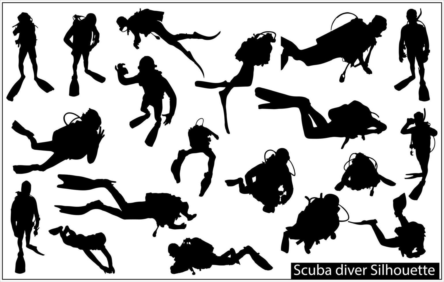 silueta de buceo vector