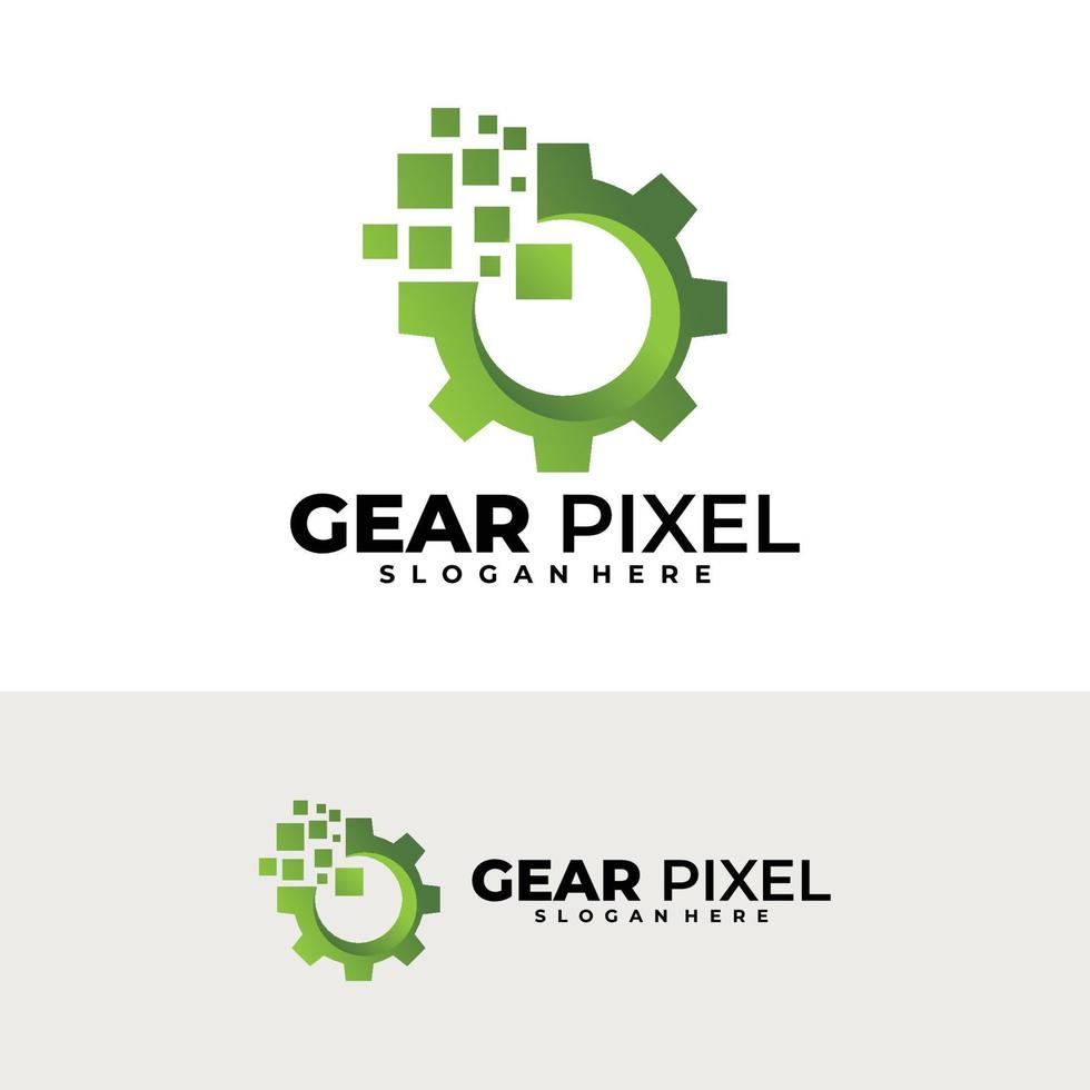 gear pixel logo vector design template