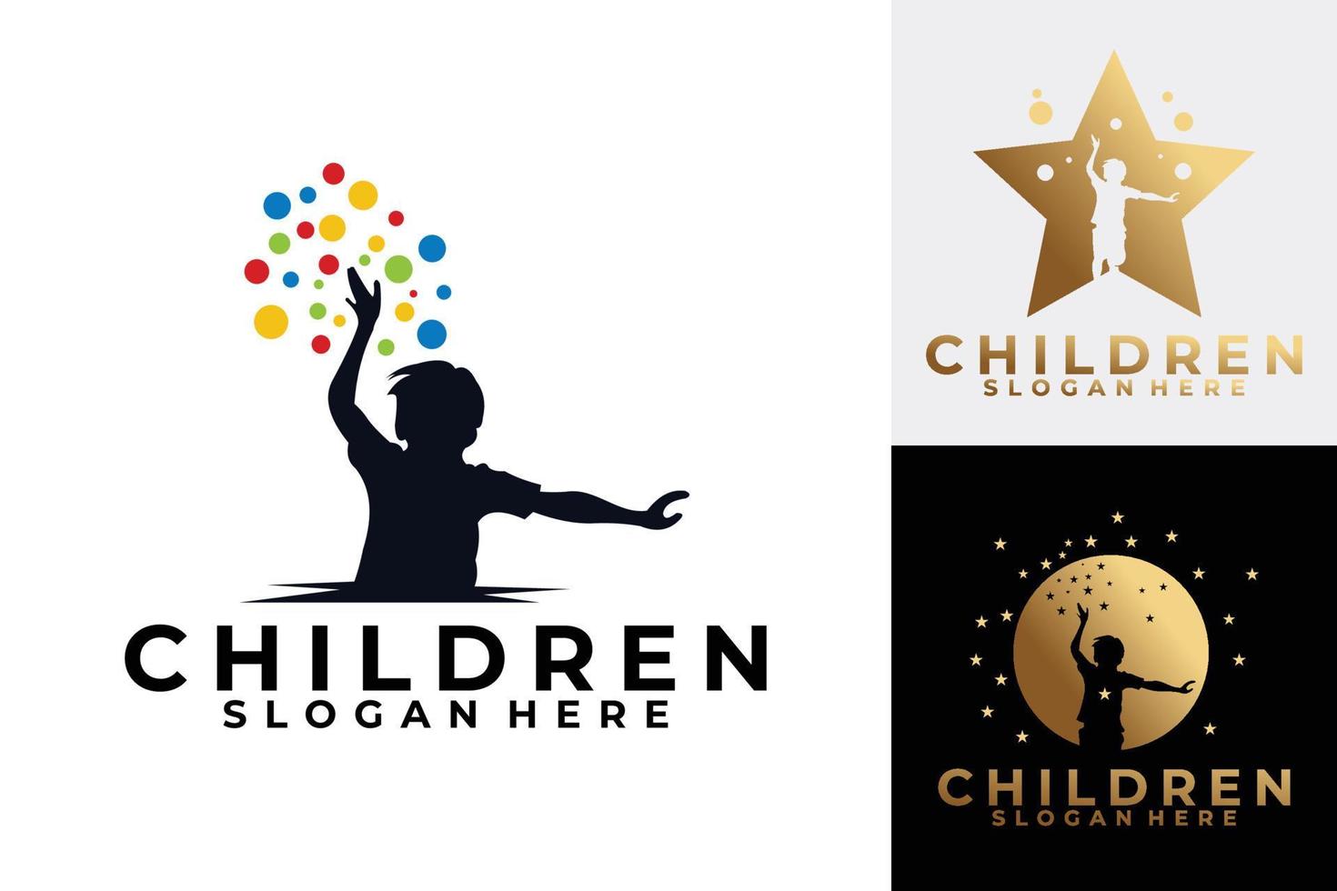 children logo set icon vector